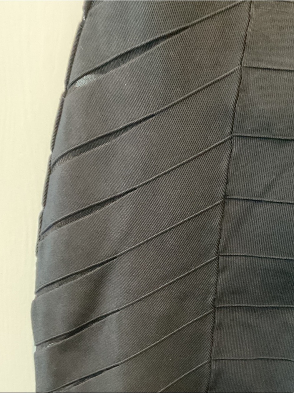 Marciano Black Bandage Mini Dress with Wide Straps and sheer slits on side - Picture 4 of 6